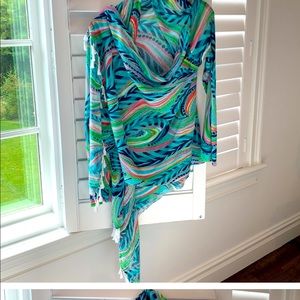 Lilly Pulitzer Fringe Wrap Sweater L/XL